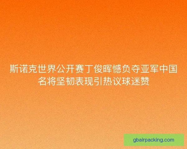 斯诺克世界公开赛丁俊晖憾负夺亚军中国名将坚韧表现引热议球迷赞