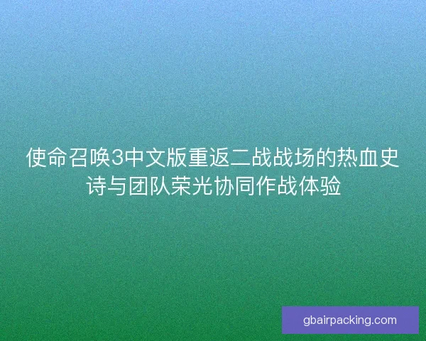 使命召唤3中文版重返二战战场的热血史诗与团队荣光协同作战体验 使命召唤3中文版重返二战战场的热血史诗与团队荣光协同作战体验
