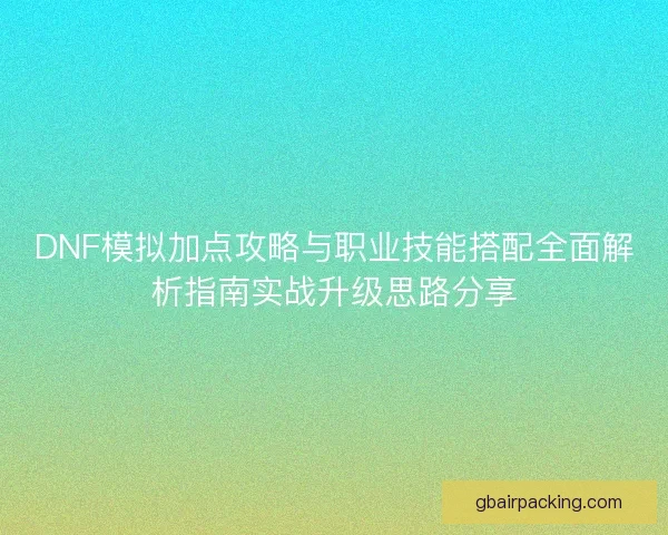 DNF模拟加点攻略与职业技能搭配全面解析指南实战升级思路分享